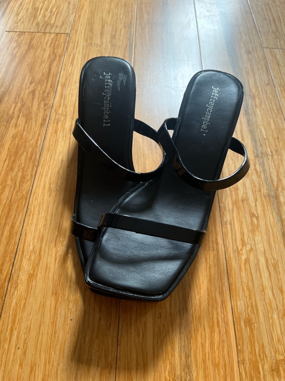 Jeffrey Campbell Black Minimalist Square-Toe Slide Mules